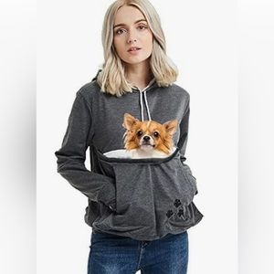 NWOT Dark Gray Cat or Dog Carrier Sweatshirt Kangaroo Pouch Hoodie 🐶 🐱